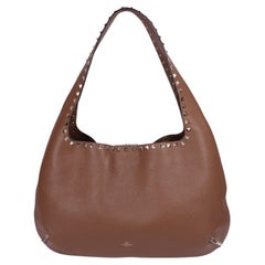 Valentino Garavani Braun Rockstud Umhängetasche Leder
