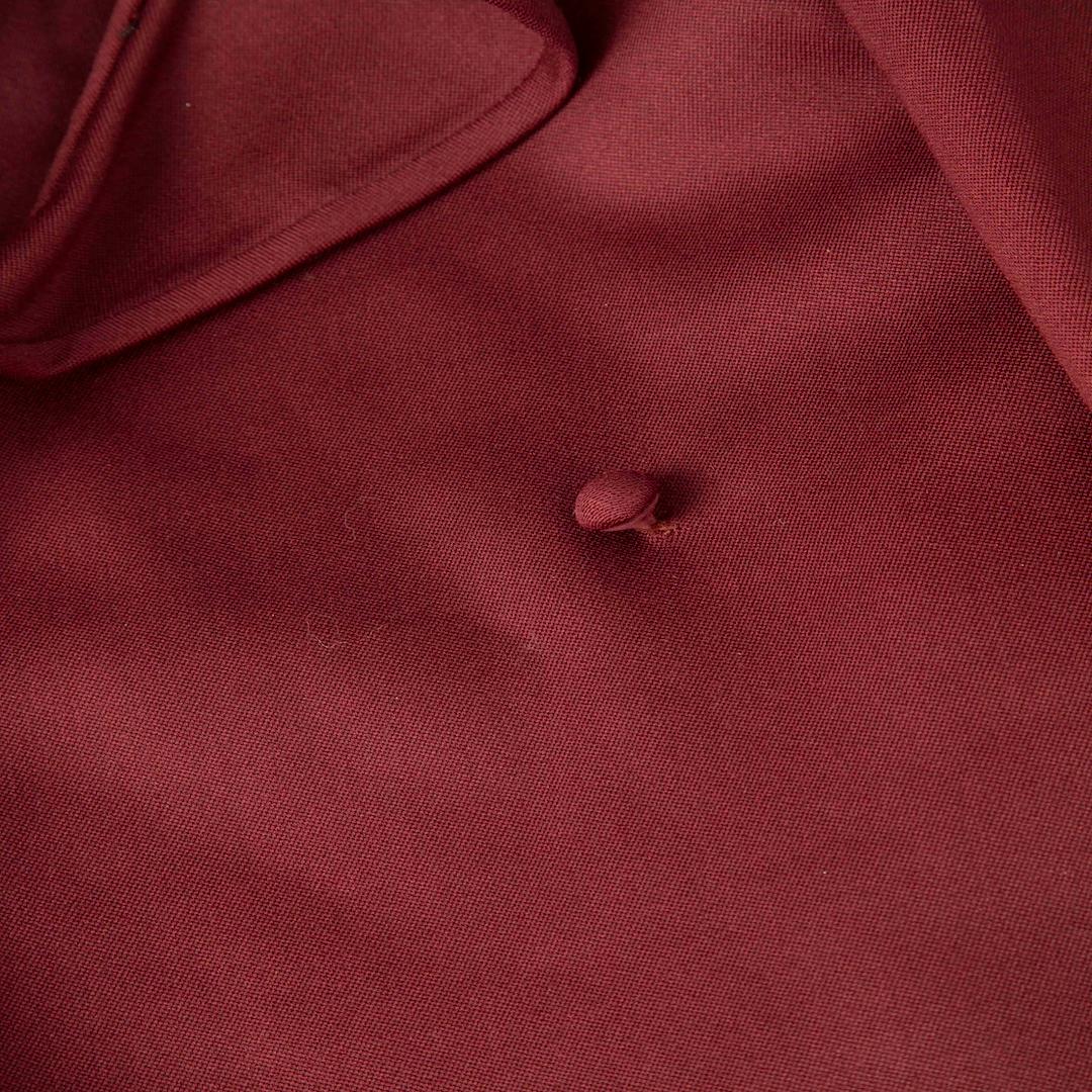 Valentino Garavani Burgundy Wool Ruffle Trim Jacket Size S In Good Condition For Sale In London, GB