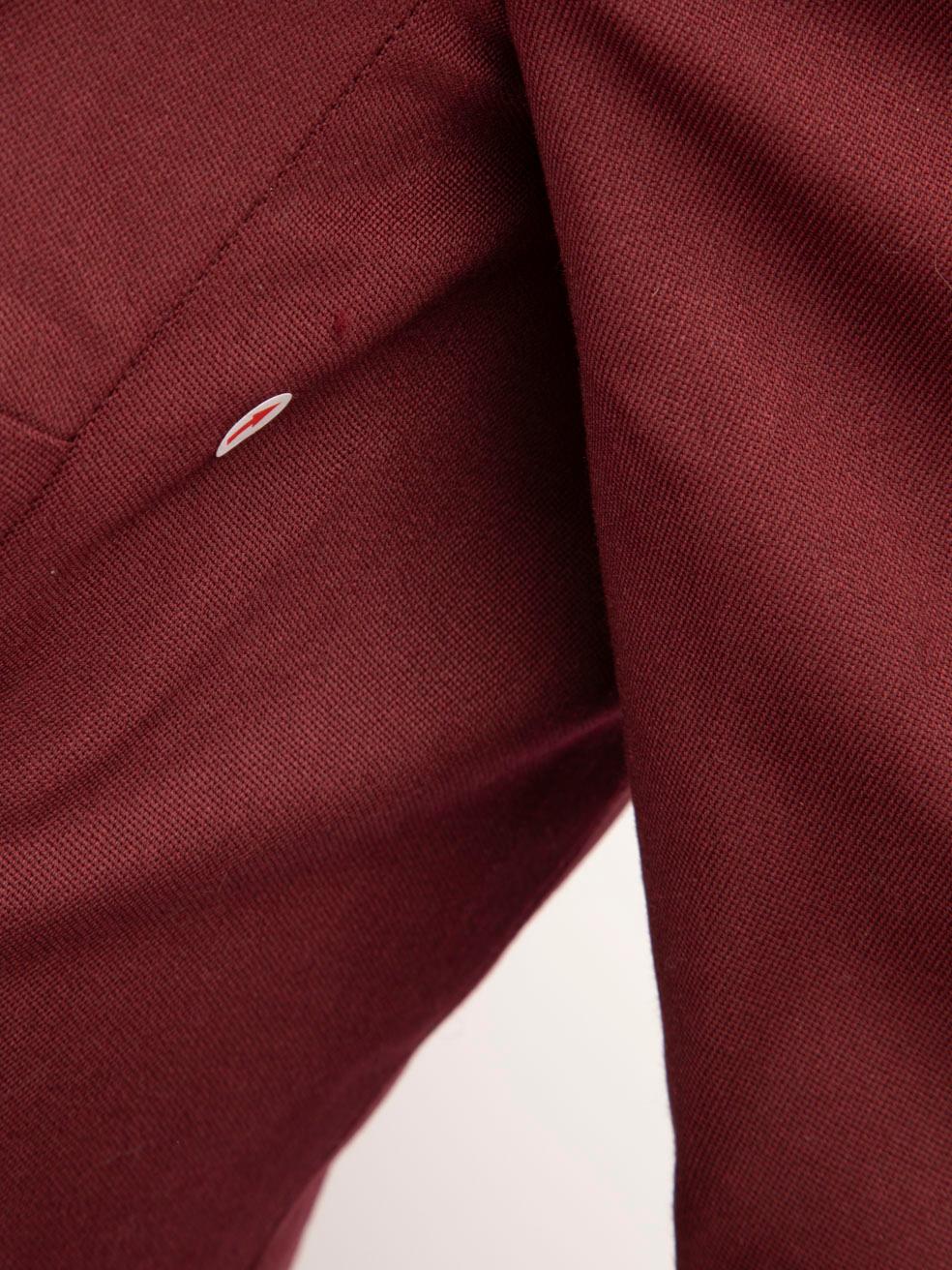 Valentino Garavani Burgundy Wool Ruffle Trim Jacket Size S For Sale 3