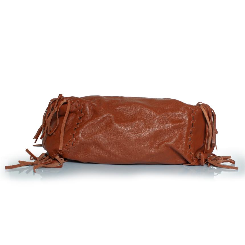Brown Valentino Garavani, C-Rockee fringed leather tote For Sale