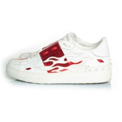 Valentino Garavani, Calfskin flame rockstud open sneakers