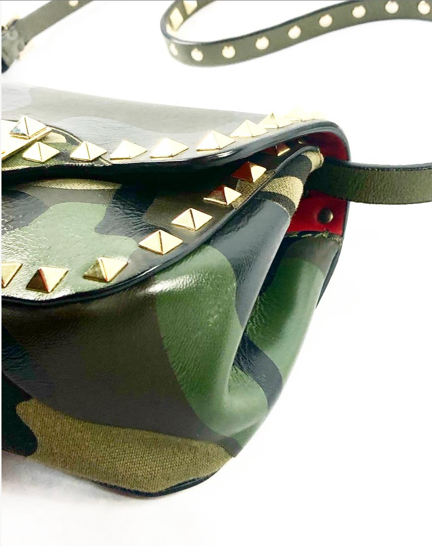 Black VALENTINO Garavani Camouflage Rockstud Mini Crossbody Bag in Green