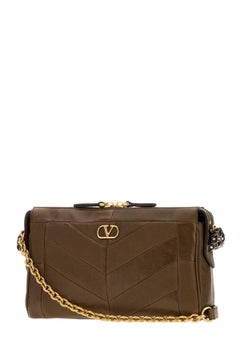 Valentino Garavani Chevron-Quilted Shoulder Bag — Brown