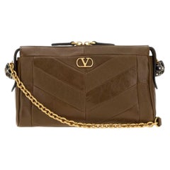 Valentino Garavani Chevron-Quilted Shoulder Bag — Brown