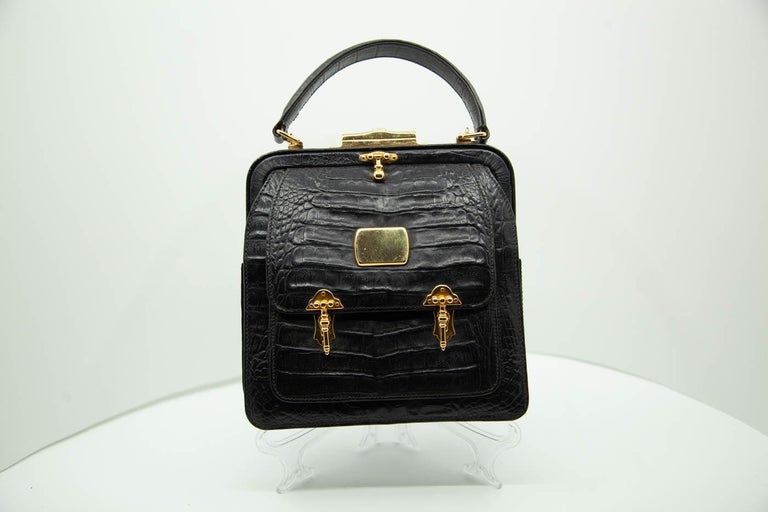 Valentino Garavani, Black Alligator, Top-Handle Bag, Gold Tone Hardware,  1960s For Sale at 1stDibs | 1960s bags