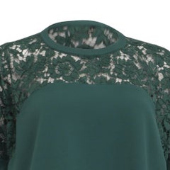 Haut à basque avec empiècements en dentelle cordée Valentino Garavani, en viscose couleur olive