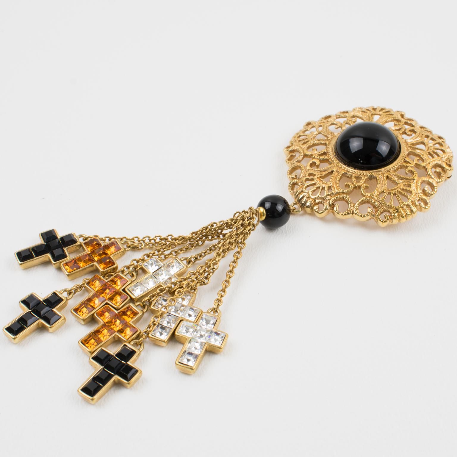 Broche Valentino Garavani Couture Metal dorado y strass Moderno en venta