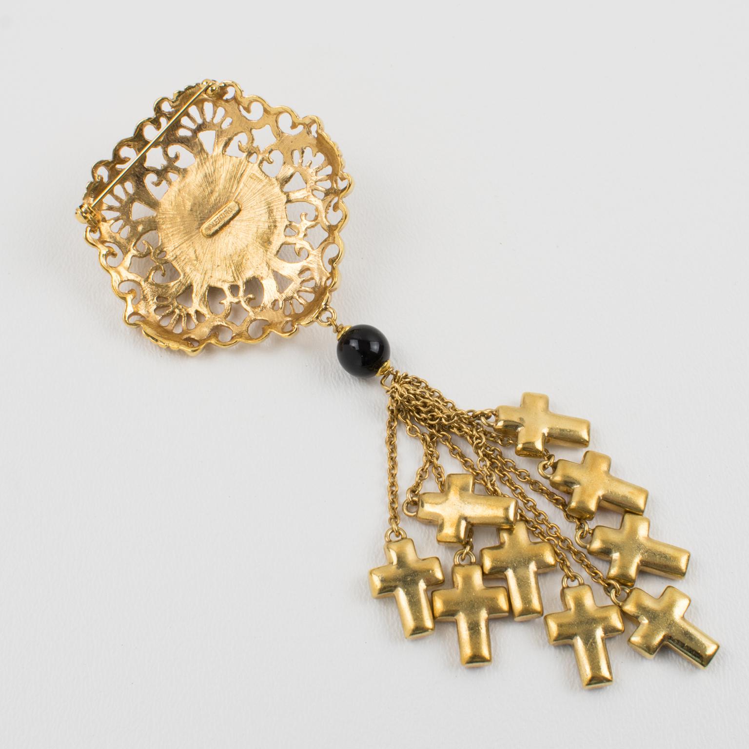 Femenino o masculino Broche Valentino Garavani Couture Metal dorado y strass en venta