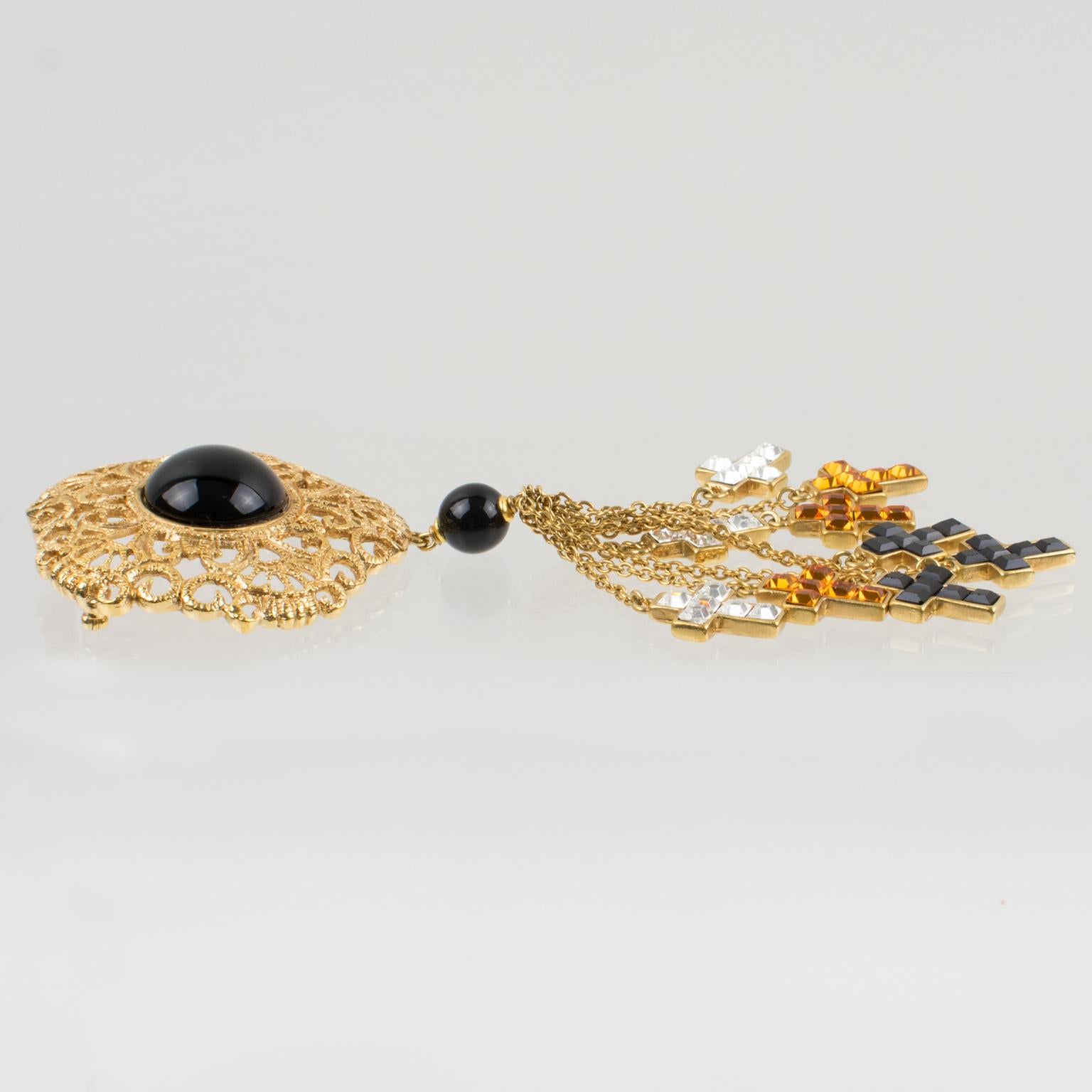 Broche Valentino Garavani Couture Metal dorado y strass en venta 1