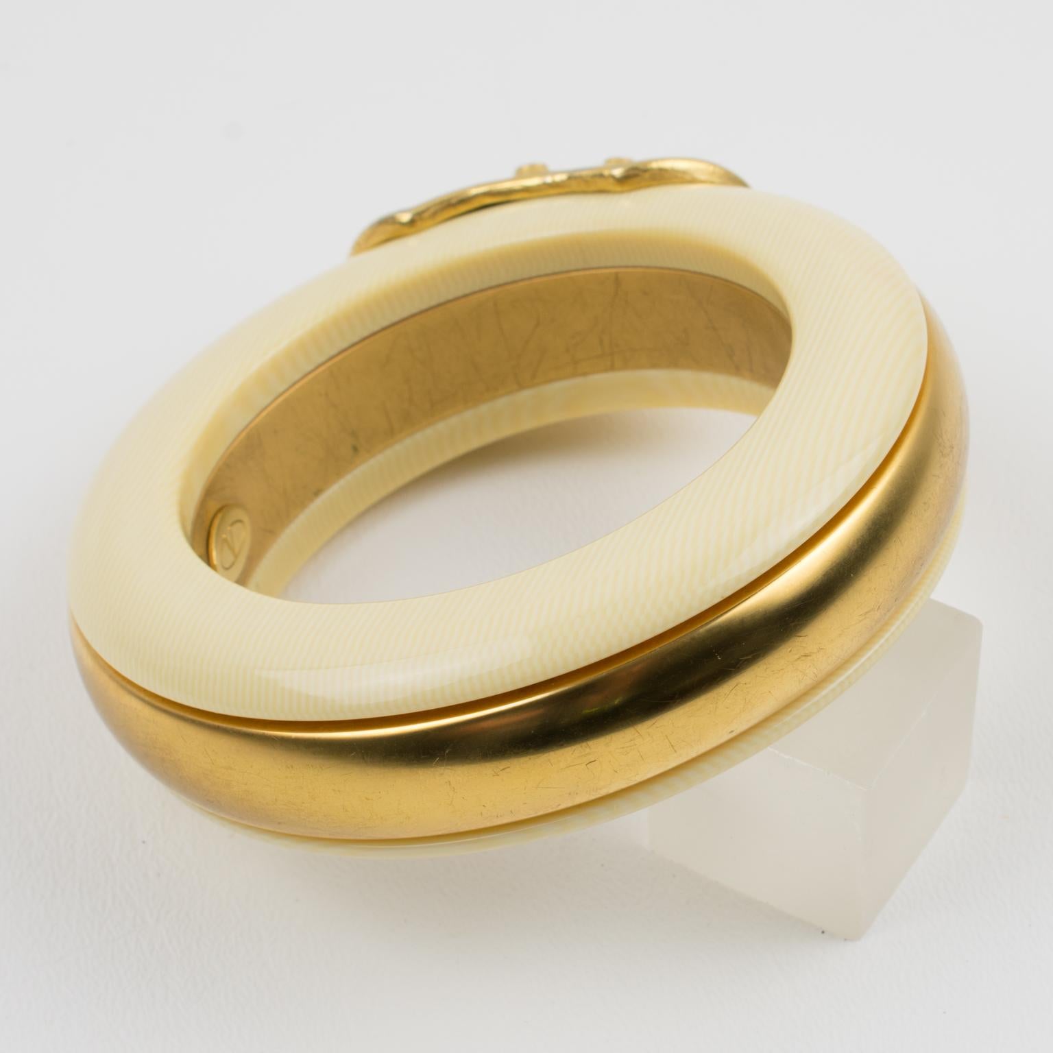 Women's or Men's Valentino Garavani Couture Gilded Jeweled Bangle Bracelet For Sale