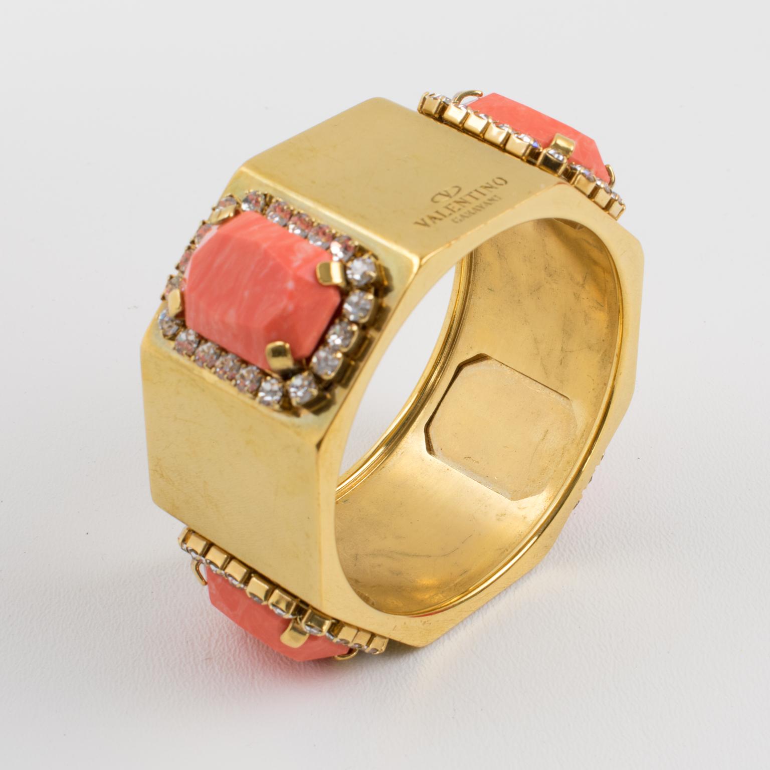 Women's or Men's Valentino Garavani Couture Gilded Metal Jeweled Bracelet For Sale