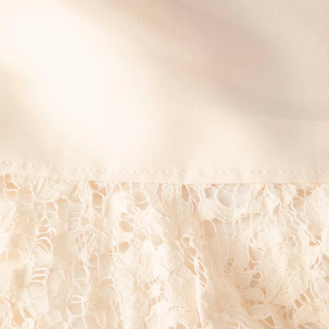Beige Valentino Garavani Cream Floral Lace Skirt Midi Dress Size L in vendita