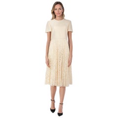 Valentino Garavani Cream Floral Lace Skirt Midi Dress Size L