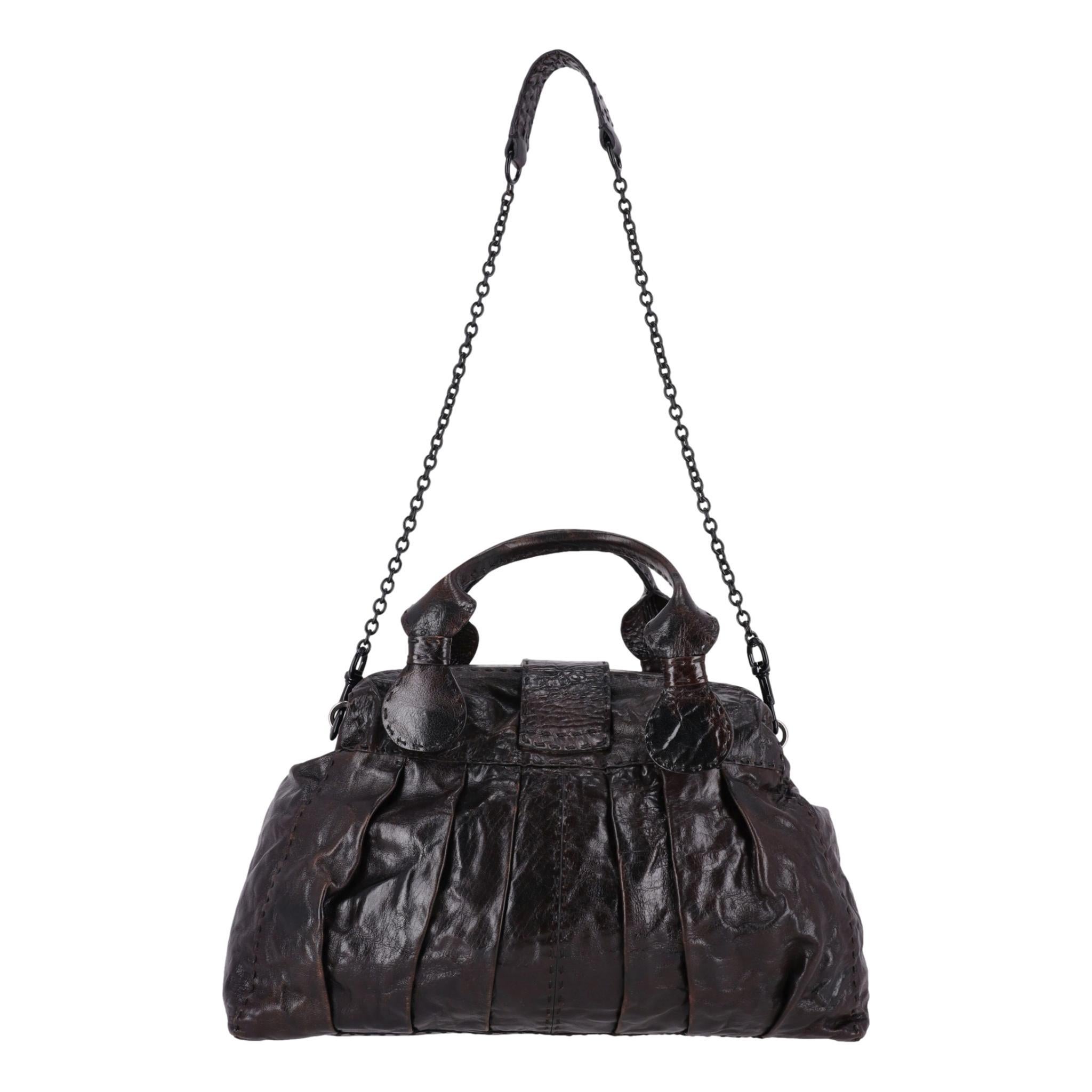 Black Valentino Garavani Crystal Embellished 'V' Logo Leather Bag For Sale