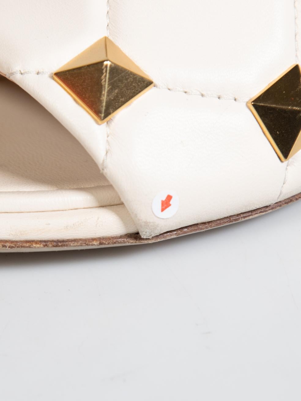 Valentino Garavani Ecru Leather Roman Stud Slides Size IT 38 3