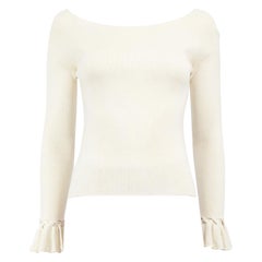 Valentino Garavani Ecru Ruffle Cuffs Jumper Size M