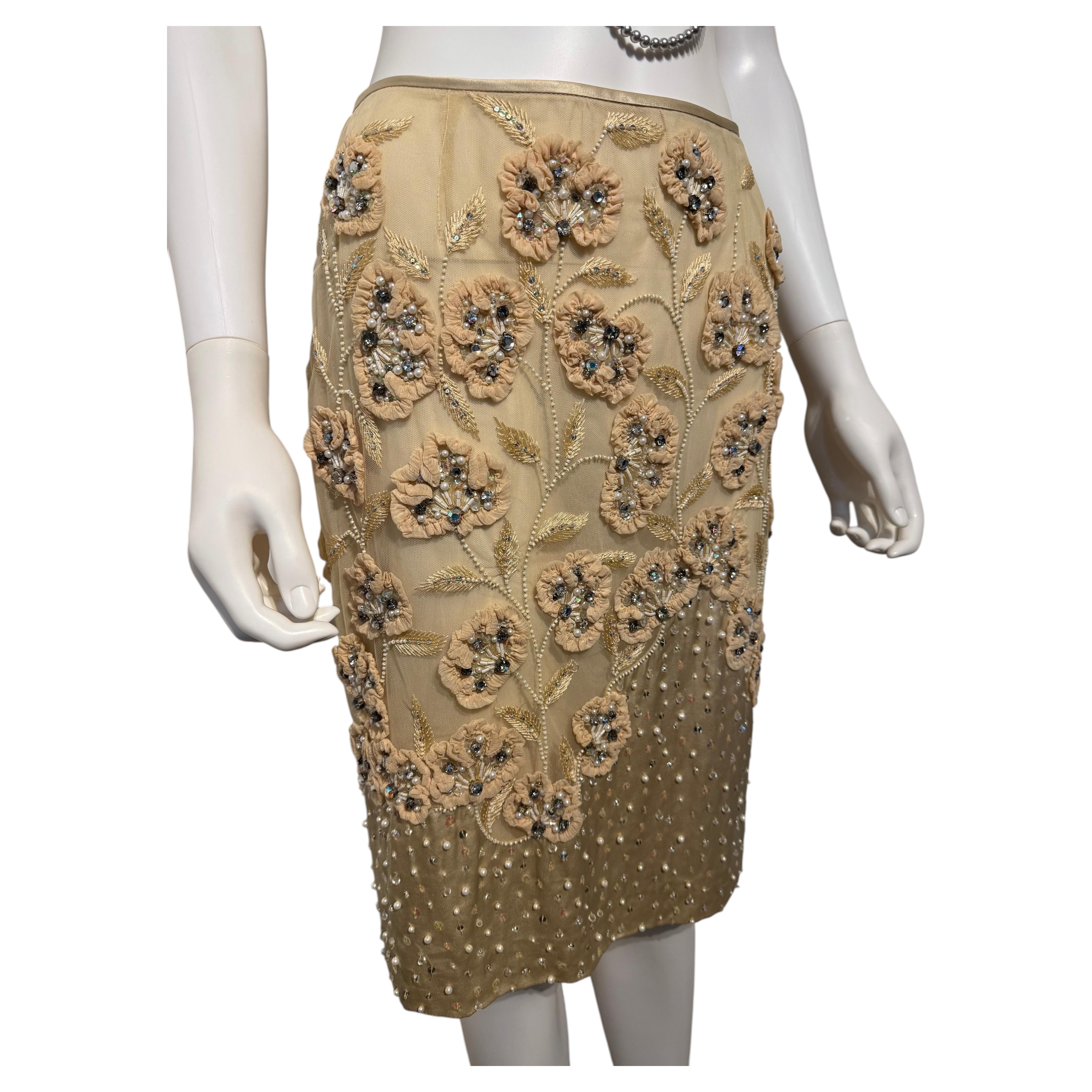 Valentino Garavani Embroidered Fall 2005 Runway Skirt