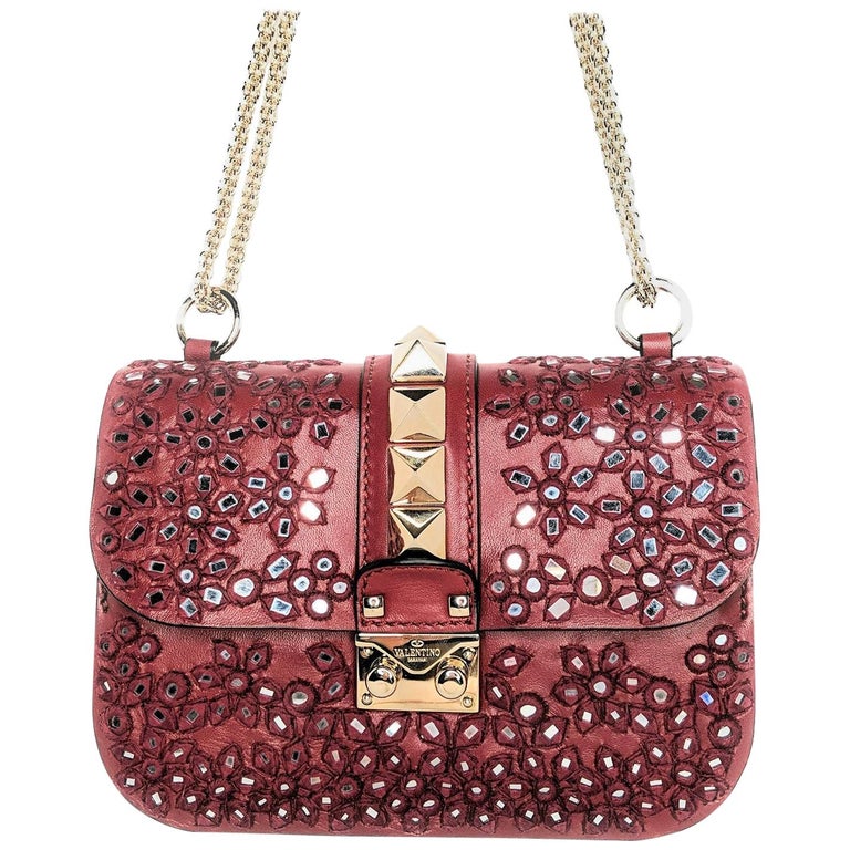 Valentino By Red Valentino Studded Floral Puzzle Calf Leather Bag NWTS $985