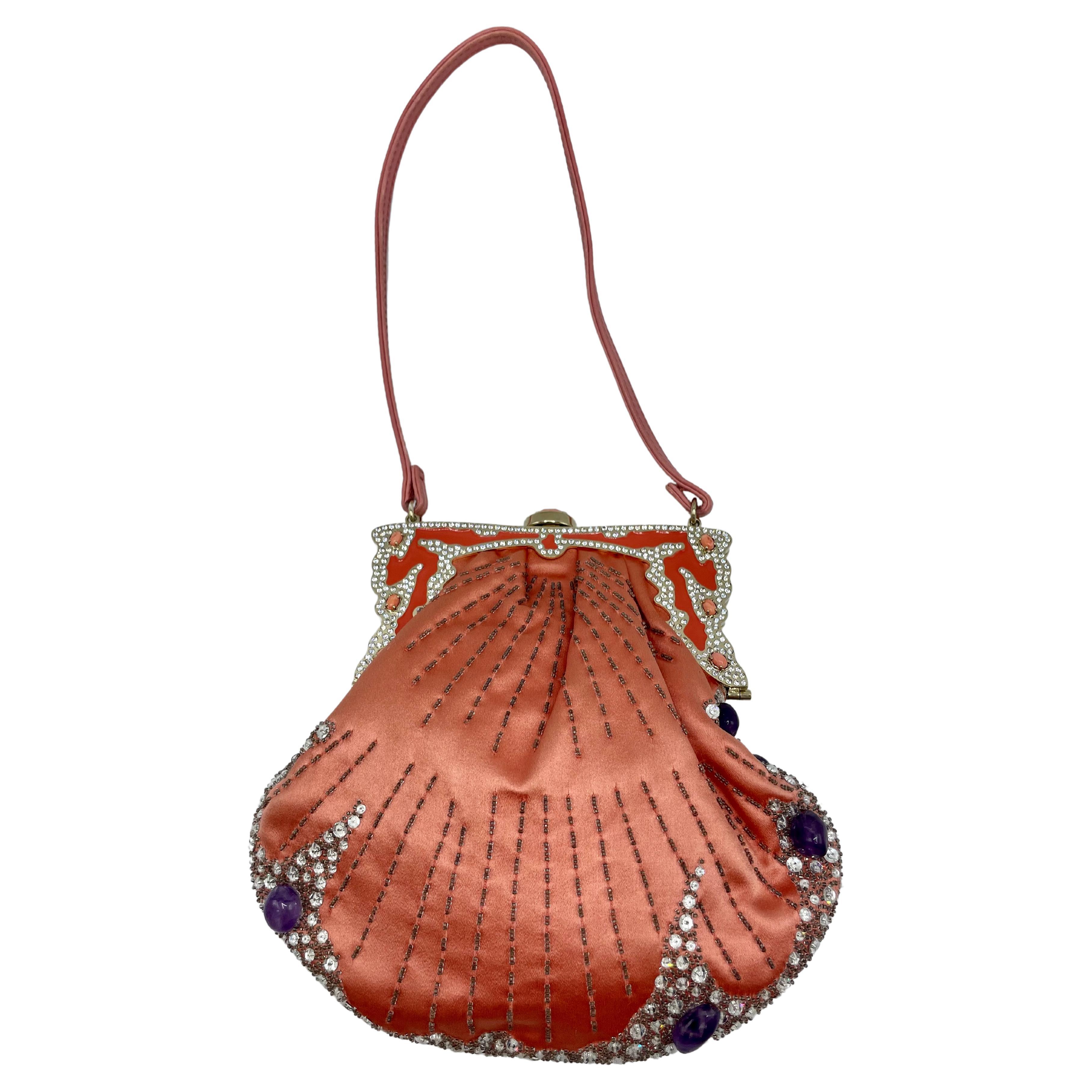 VALENTINO vintage Garavani designer hot pink satin handbag bow  clutch purse  bag  Made in Italy  1980s 90s 00s vtg vintage