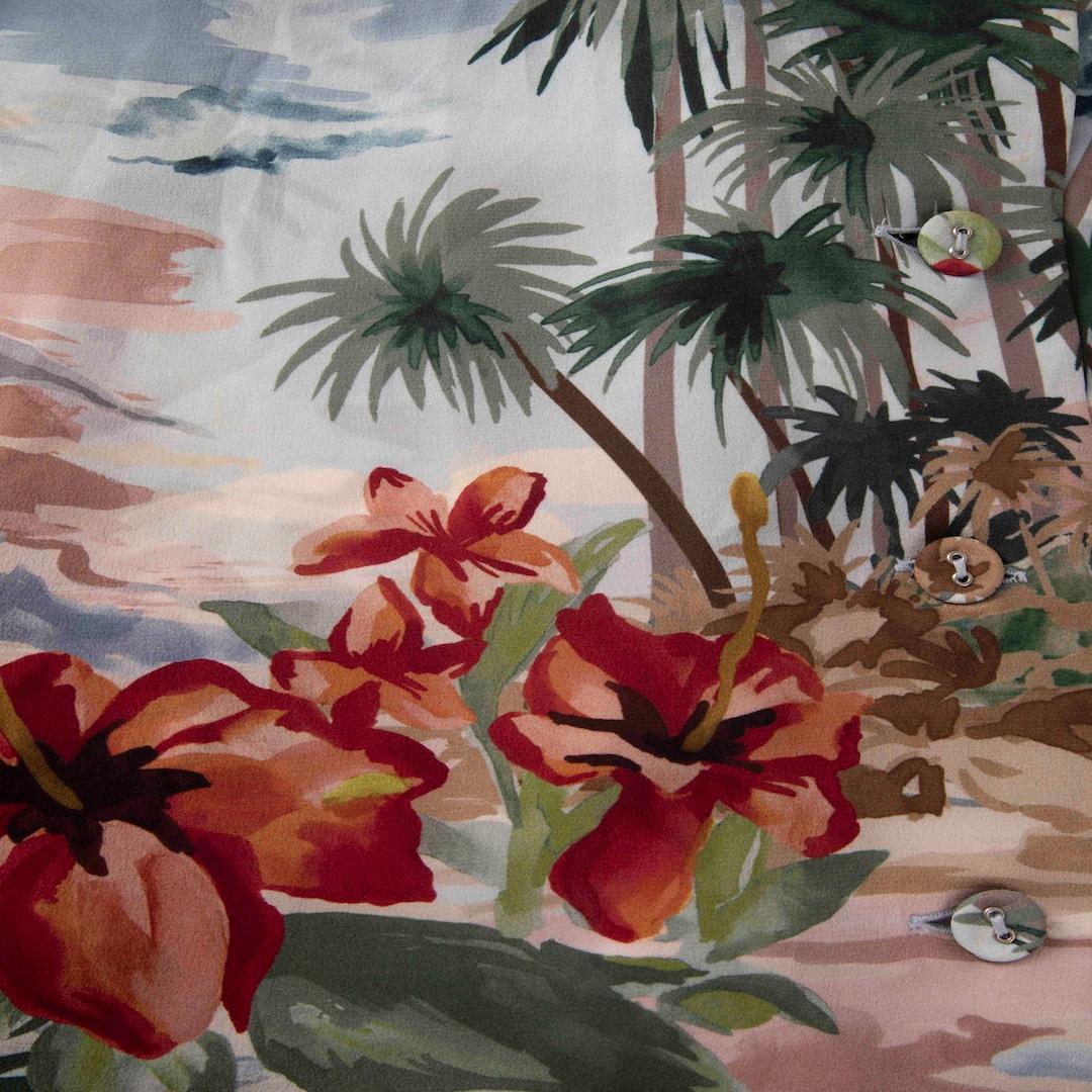 Gris Valentino Garavani - Chemise à manches courtes en soie à motif floral - Taille XL en vente