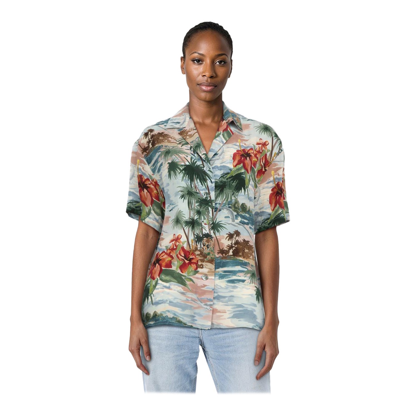 Valentino Garavani - Camicia a maniche corte in seta con motivo floreale - taglia XL
