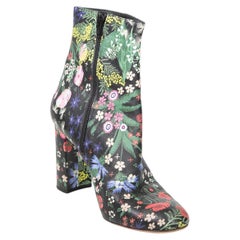 Valentino Garavani Floral Print Leather Heeled Boots Size IT 40