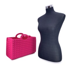 Valentino Garavani Fuchsia Rubber Le Troisieme Tote Handbag Bag