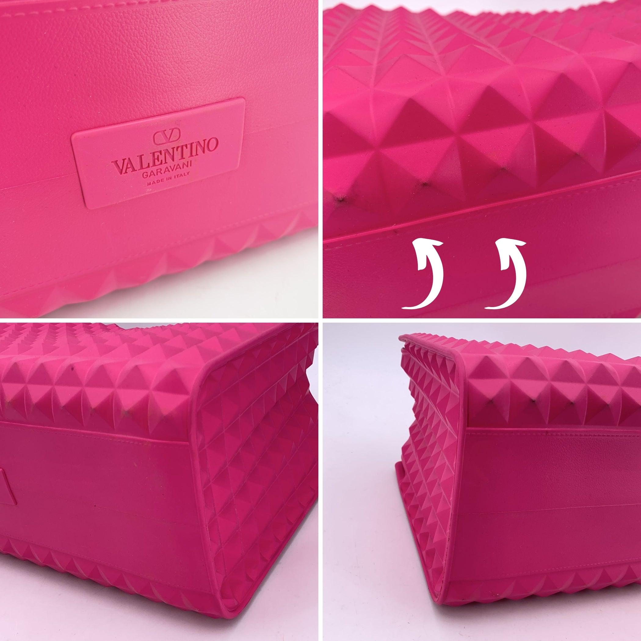 Valentino Garavani Fuchsia Rubber Le Troisieme Tote Handbag Bag For Sale 1