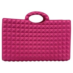Valentino Garavani Fuchsia Rubber Le Troisieme Tote Handbag Bag