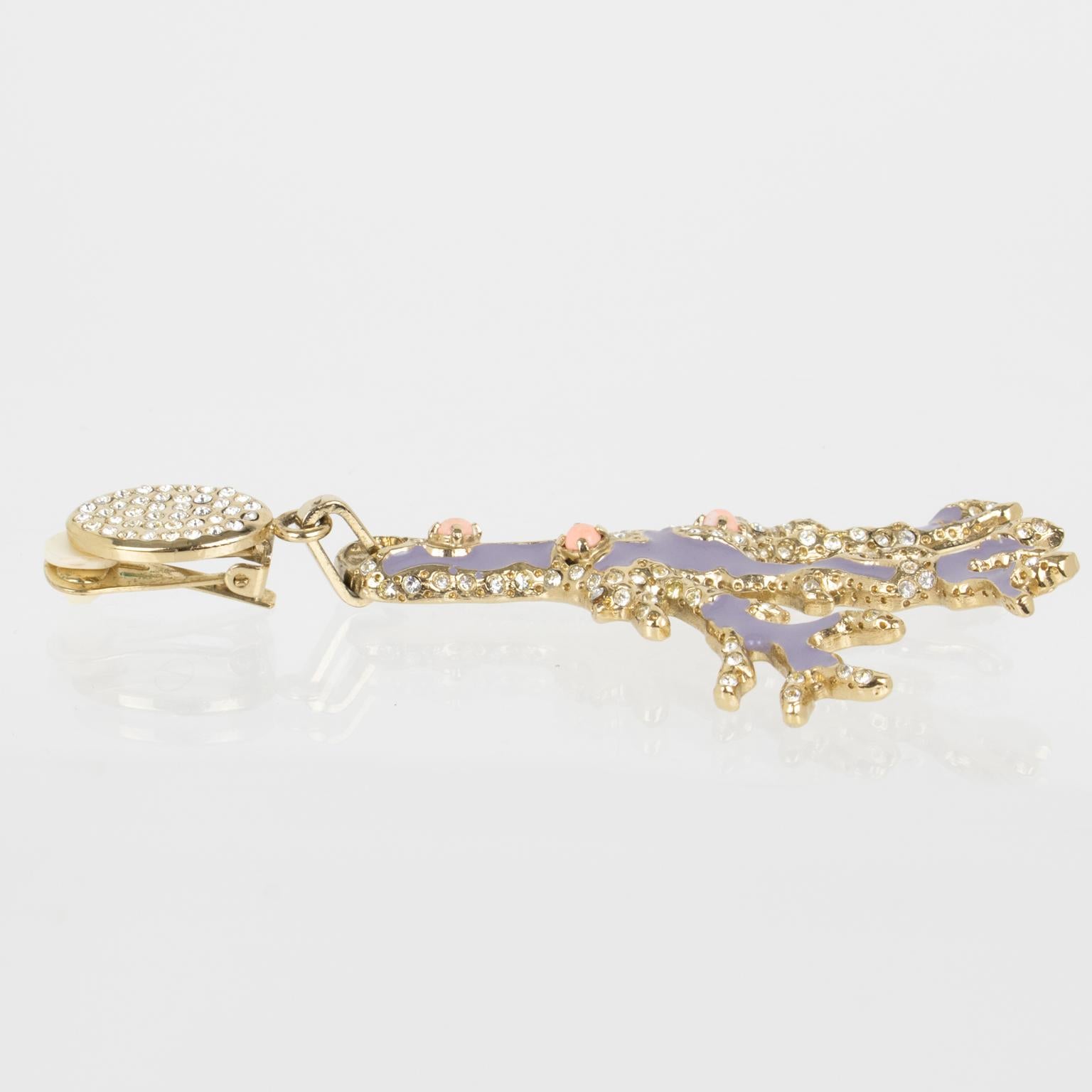 Valentino Garavani Gilded and Lavender Earrings with Coral Cabochons For Sale 1