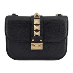 VALENTINO GARAVANI Glamlock Shoulder bag in Blue Leather