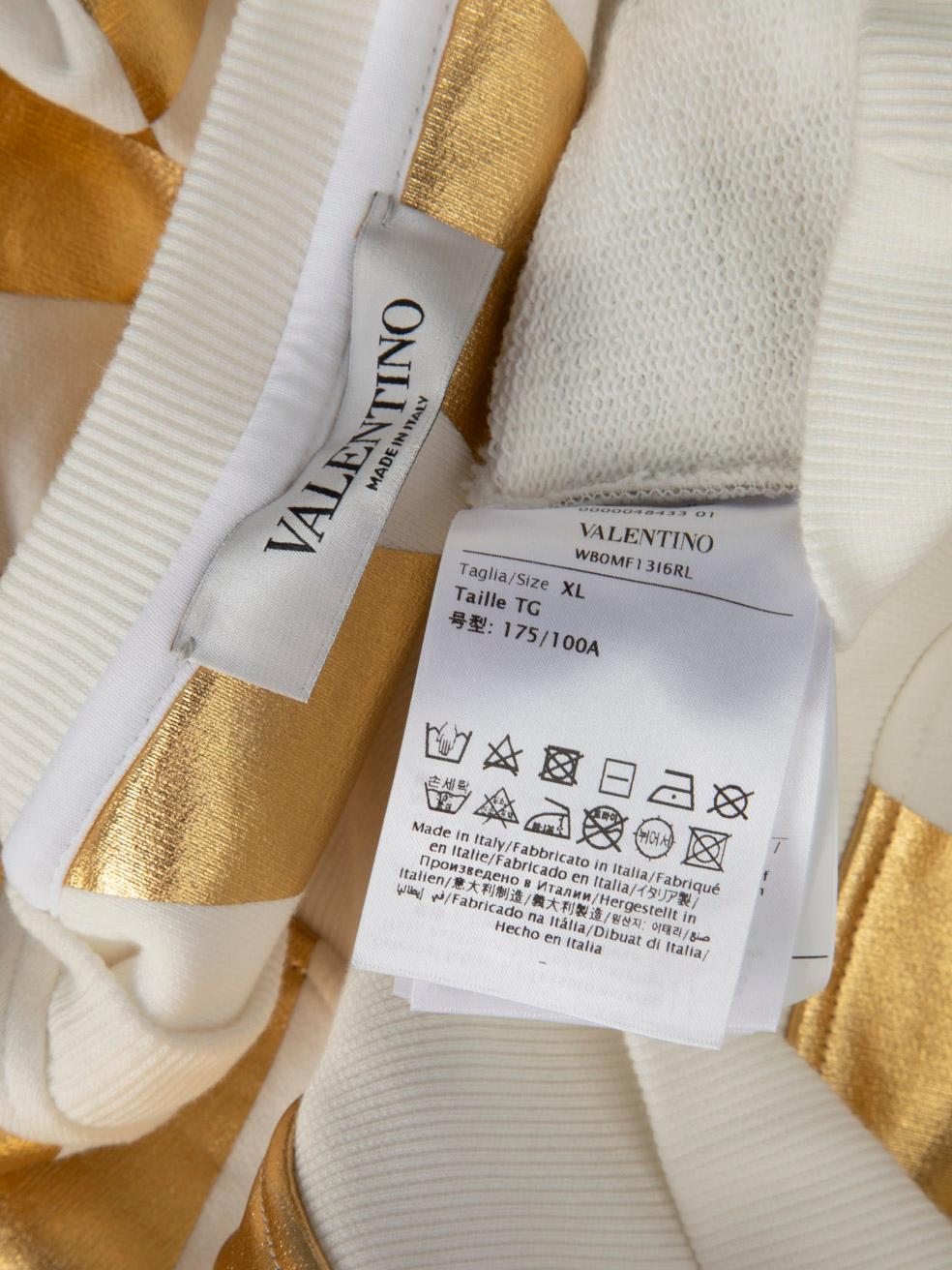 Valentino Garavani Gold Metallic V Logo Print Jumper Size XL 2