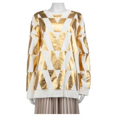 Valentino Garavani Gold Metallic V Logo Print Jumper Size XL