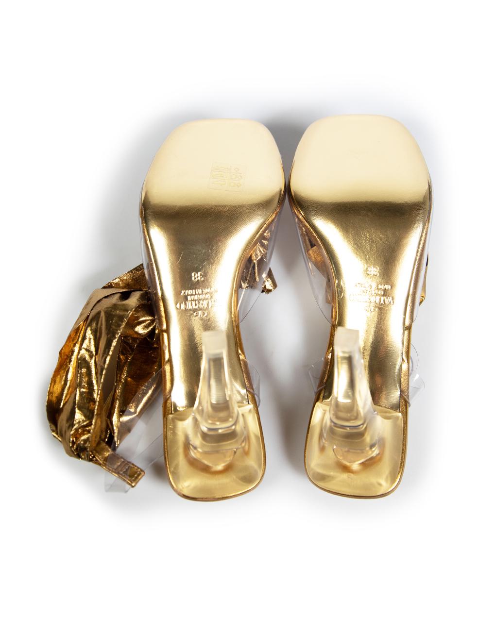 Women's Valentino Garavani Gold Party 100 Bow Sandals Size IT 38