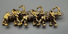 Valentino Garavani Gold & Rhinestone Parade of Elephants Brooch
