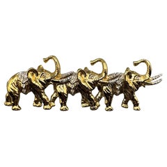 Valentino Garavani Gold & Rhinestone Parade of Elephants Brooch