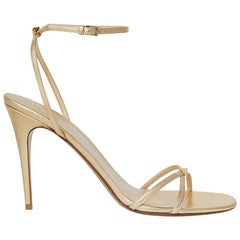 Valentino Garavani Gold Strappy High Heel Leather Sandals Size IT 39.5