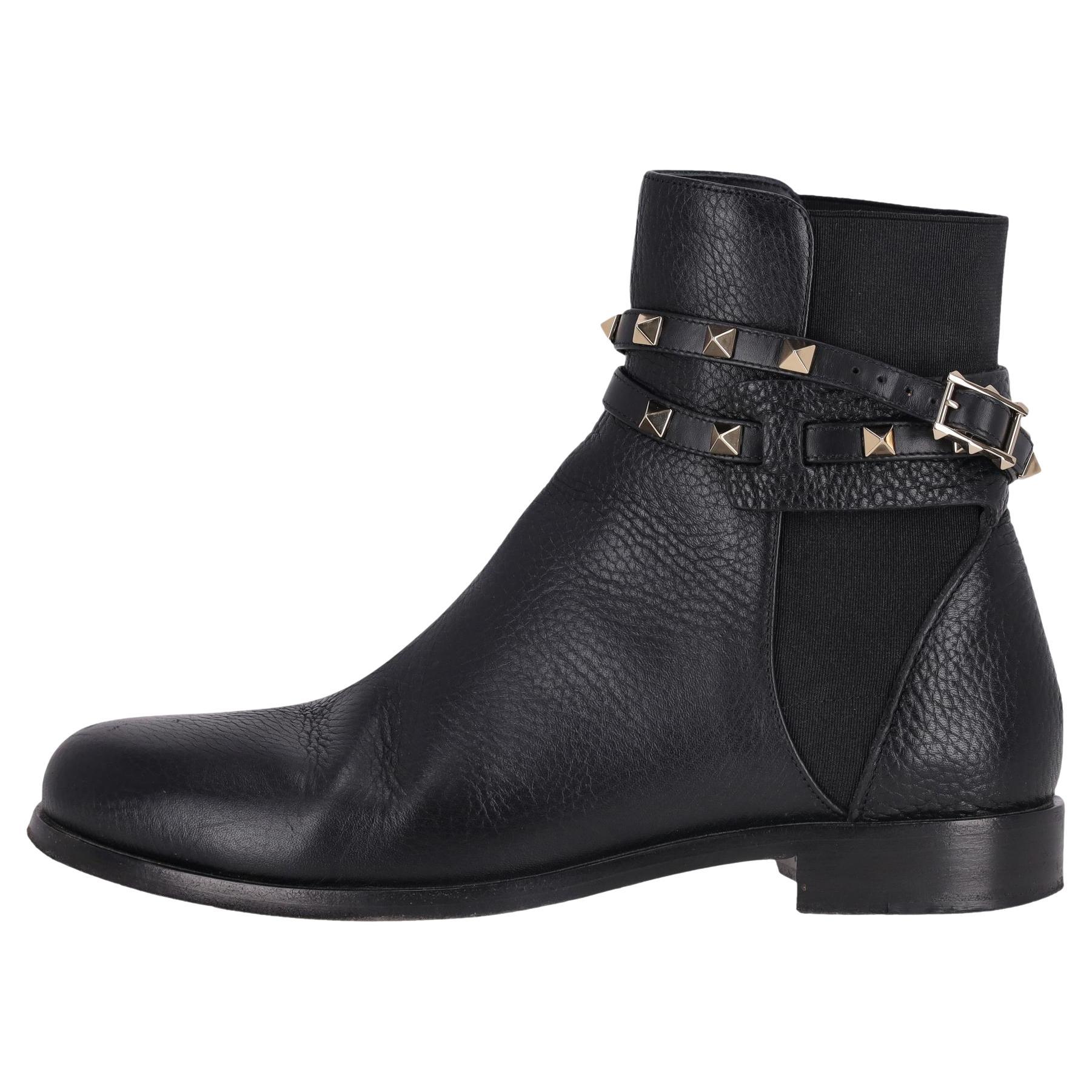 Valentino Garavani Stivali Chelsea Rockstud in pelle di vitello granulata