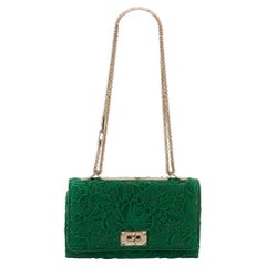 Valentino Garavani Green Leather Rockstud Shoulder Handbag