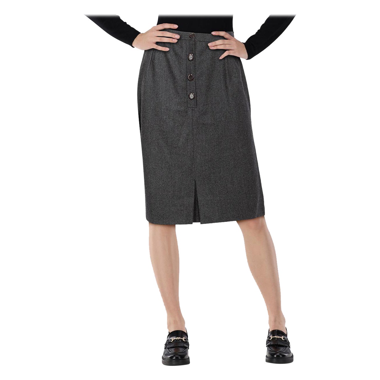 Valentino Garavani Grey Button Detail Skirt Size M
