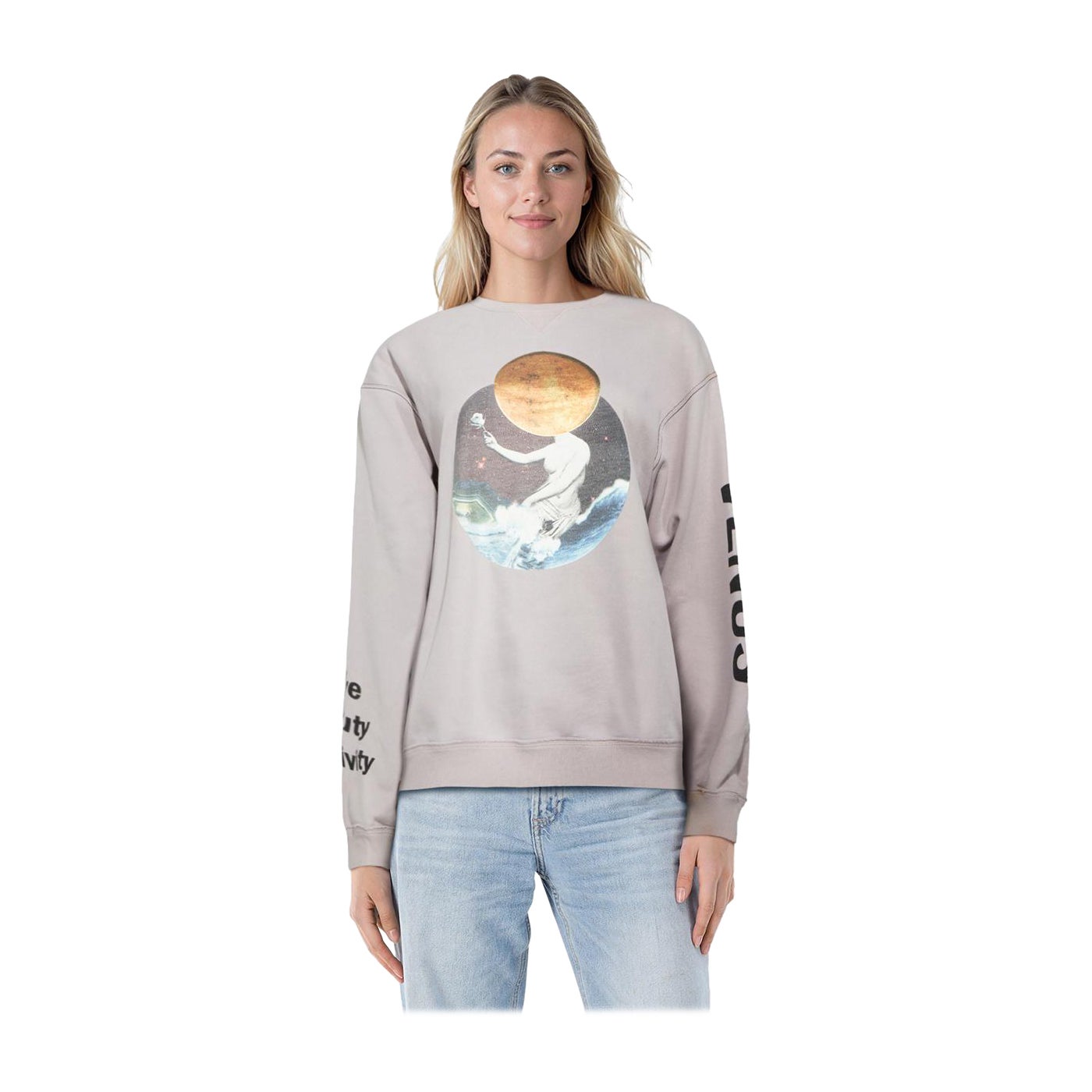 Valentino Garavani Grey Graphic Print Oversized Sweatshirt Size S