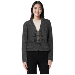 Valentino Garavani Grey Wool Embellished Panel Blazer Size M