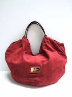 Valentino Garavani Italian Large Slouchy Plush Wine Suede Handbag 21st c