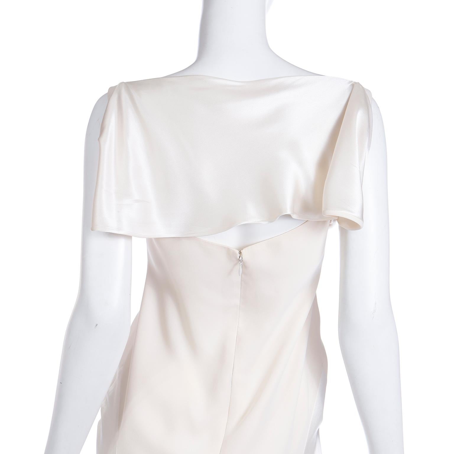 Valentino Garavani Ivory Silk Charmeuse and Silk Crepe Evening Dress For Sale 4