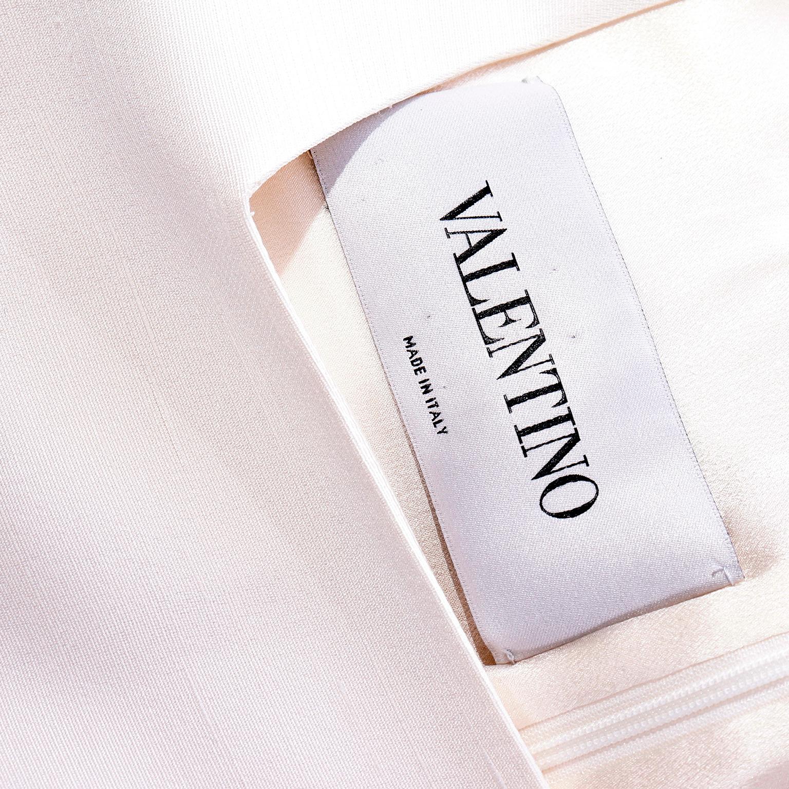 Valentino Garavani Ivory Silk Crepe Evening Dress With Drape & Pleated Sleeves For Sale 7