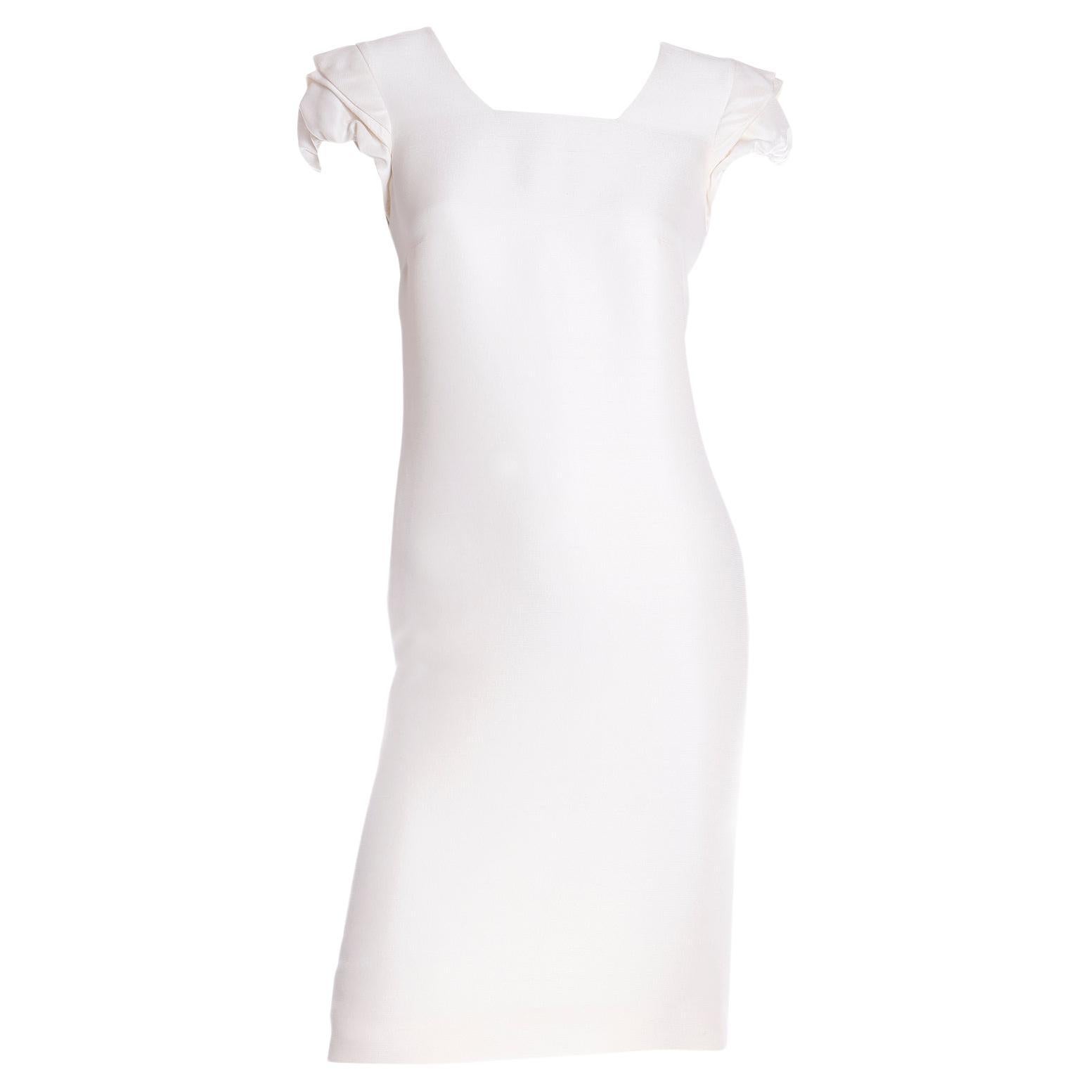 Valentino Garavani Ivory Silk Crepe Evening Dress With Drape & Pleated Sleeves For Sale