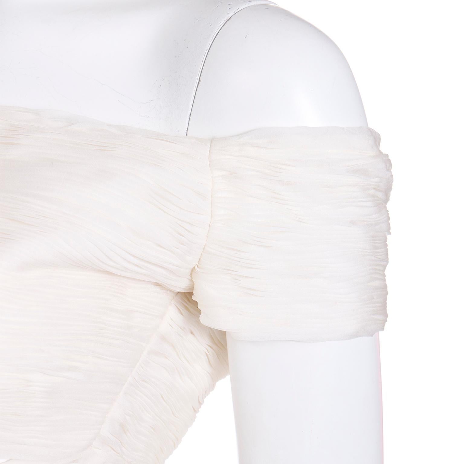 Spring 2003 Runway Valentino Garavani Ivory Silk Off Shoulder Cropped Top 2