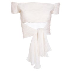 Spring 2003 Runway Valentino Garavani Ivory Silk Off Shoulder Cropped Top 