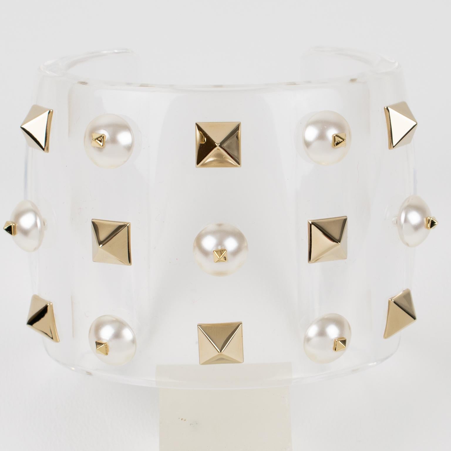 Valentino Garavani Jeweled Acrylic Resin Cuff Bracelet Bangle For Sale 2