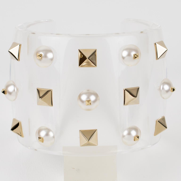Valentino Garavani Jeweled Acrylic Resin Cuff Bracelet Bangle For Sale